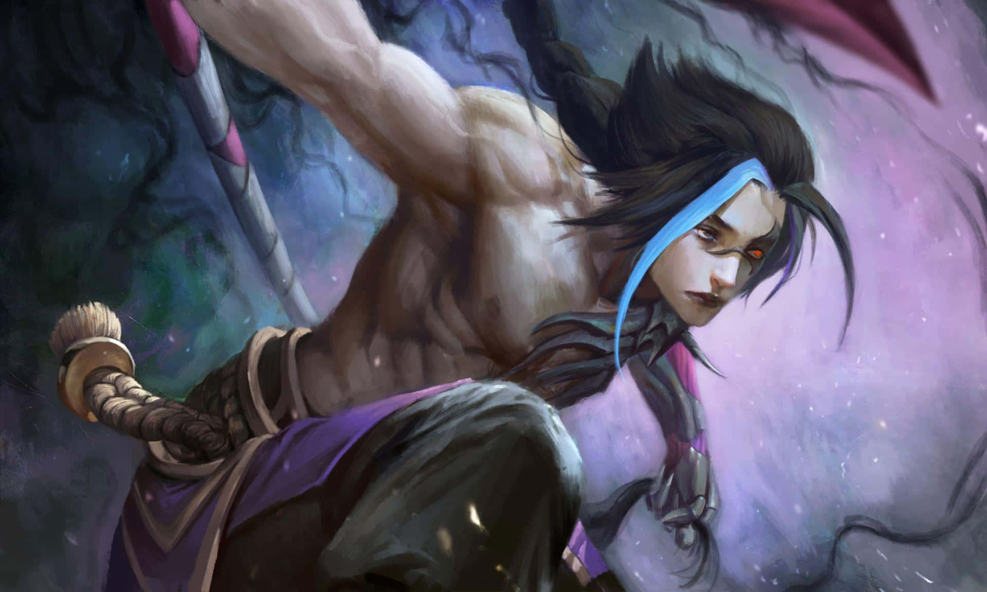 Kayn Met Zeis Fantasy Kunstwerk Achtergrond