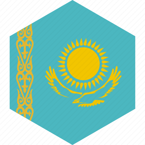 Kazakhstan Flag Graphic Hexagon PNG