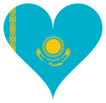 Kazakhstan Flag Heart Shape PNG