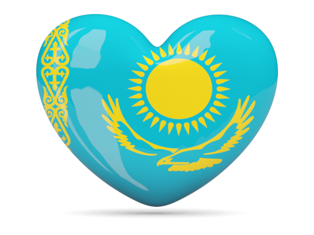 Kazakhstan Flag Heart Shaped Design PNG