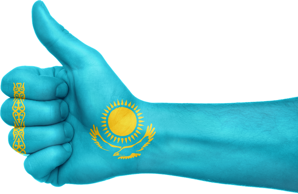 Kazakhstan Flag Thumbs Up Gesture PNG
