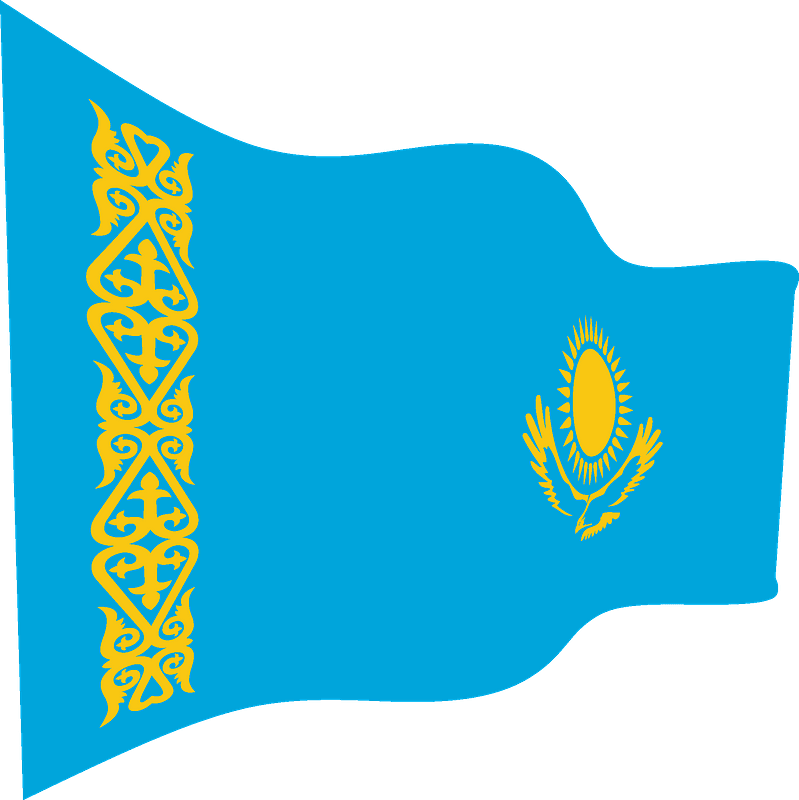 Kazakhstan National Flag Waving PNG