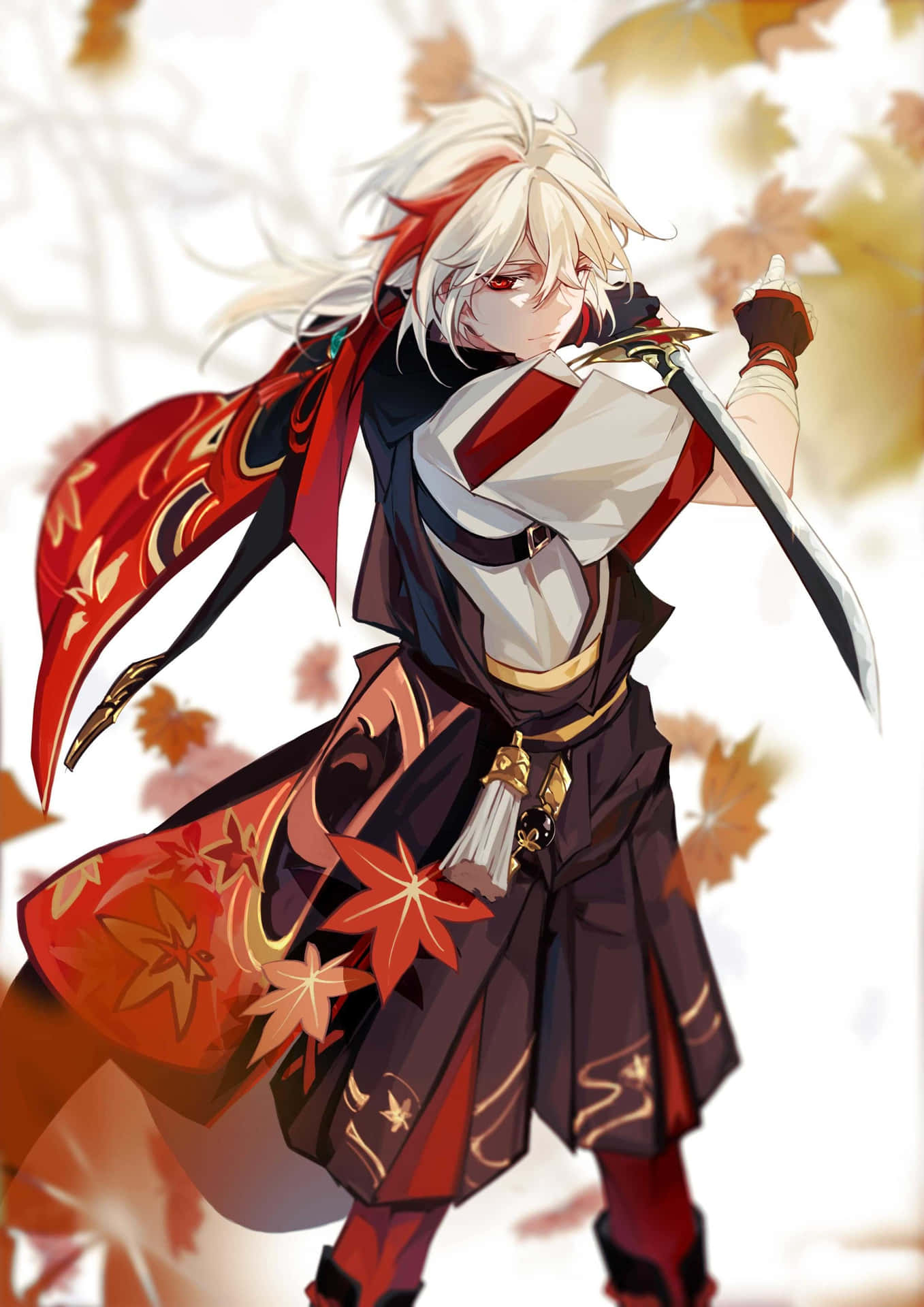 Kazuha Fighting Sword Stance Wallpaper