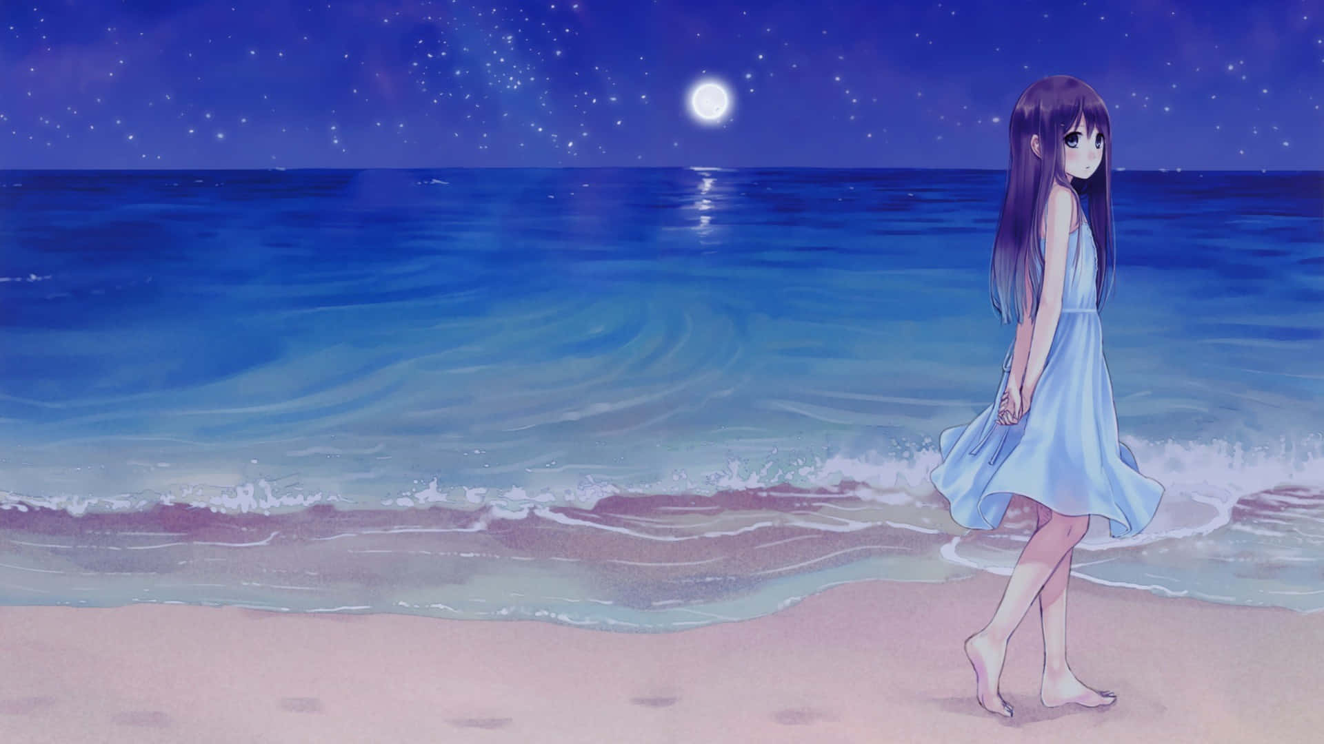 Kazuharukinas 'girl On Beach' Anime: Tjej På Stranden'anime Av Kazuharu Kina. Wallpaper