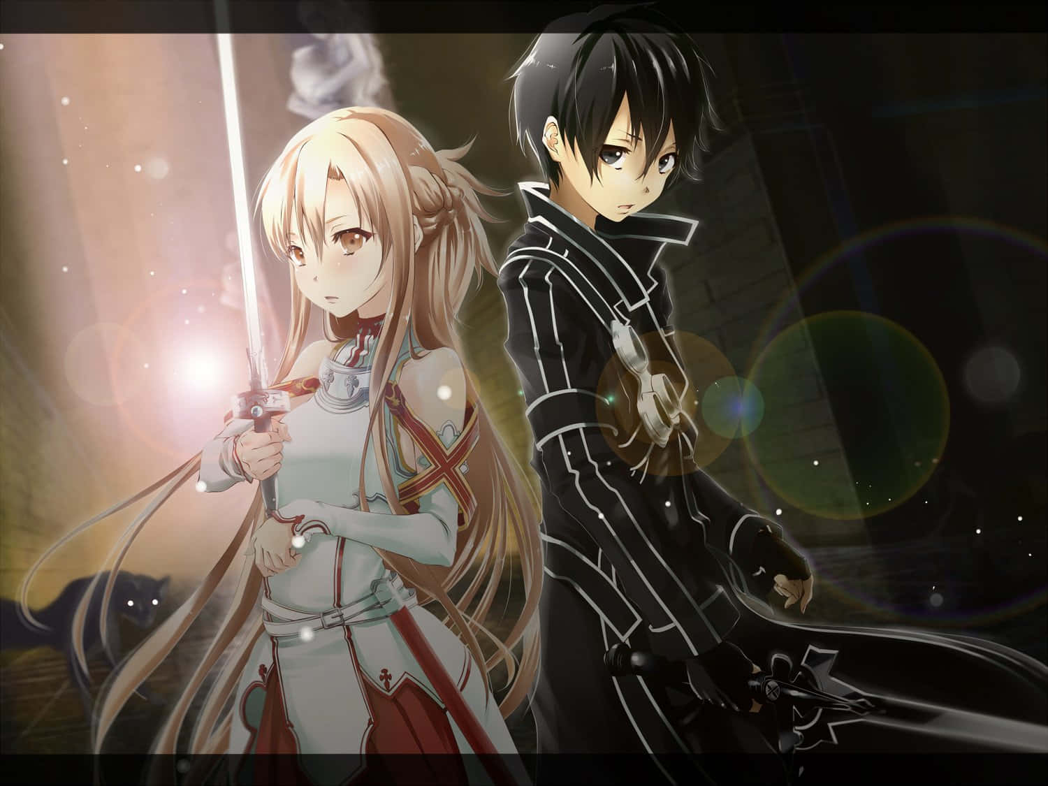 Kazuto Kirigaya Wielding His Sword in a Virtual Battle Wallpaper