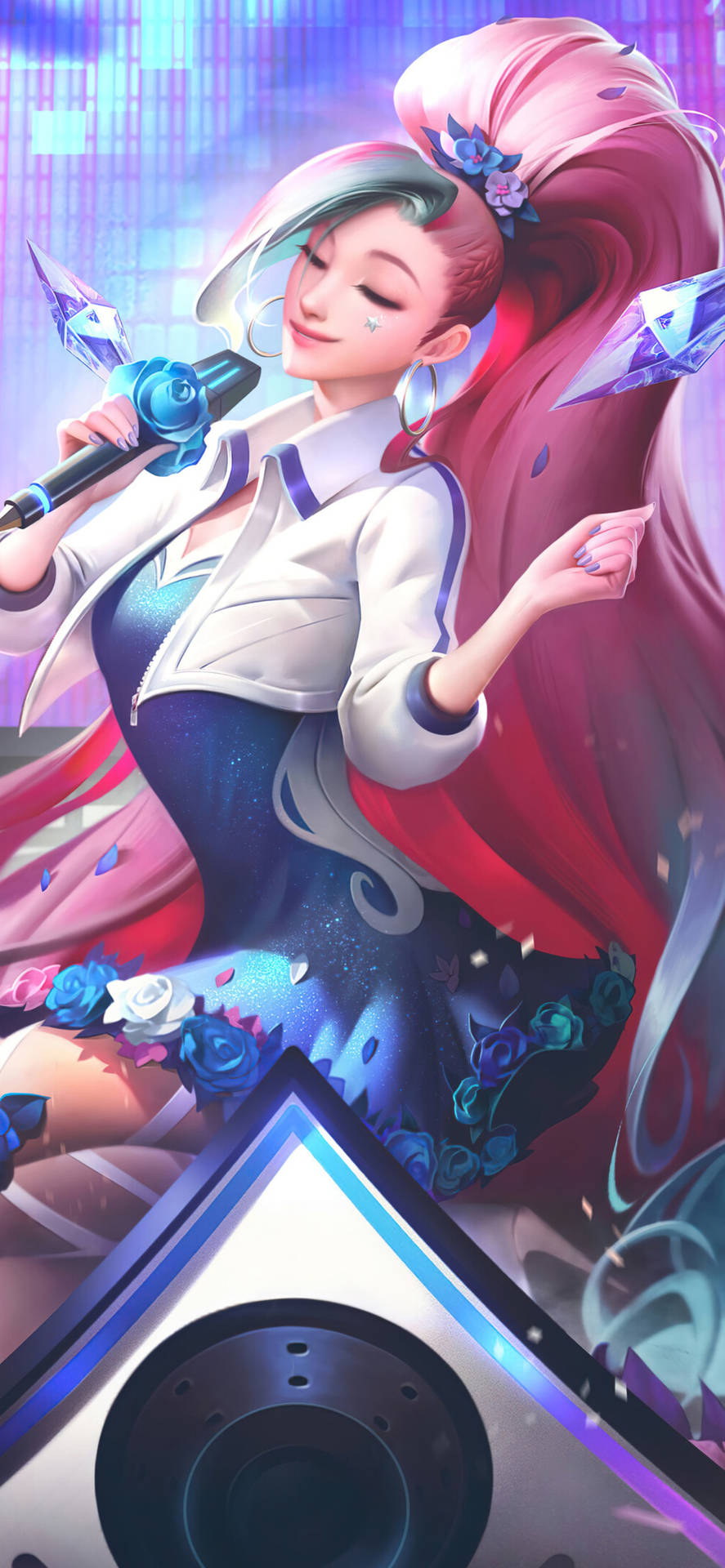 KDA All Out Seraphine LoL iPhone Wallpaper