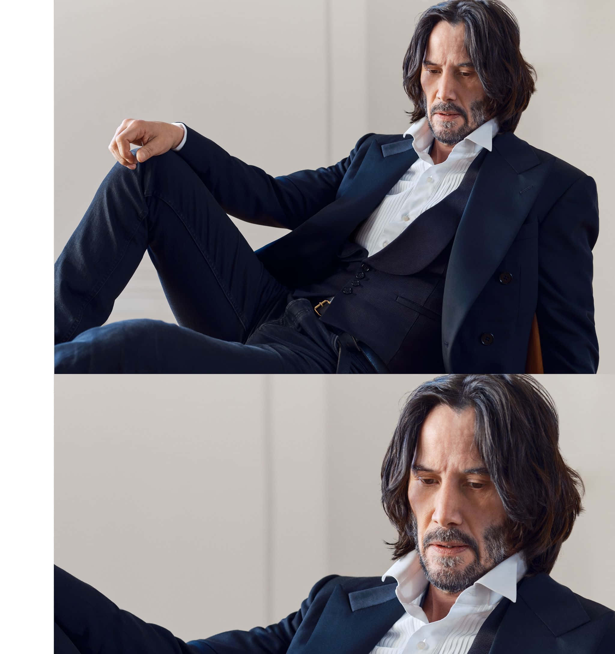 A Stylish Keanu Reeves in a Black Suit
