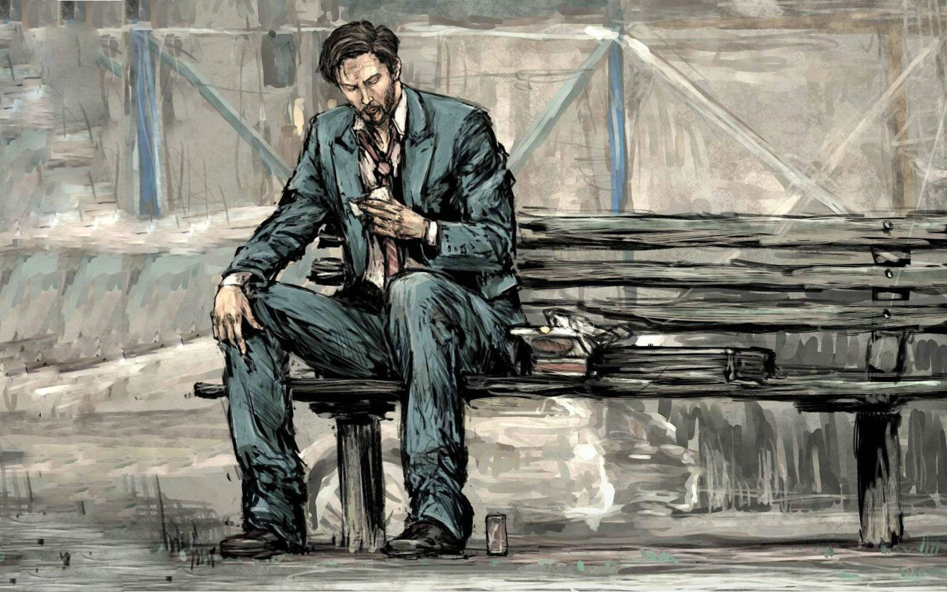 Keanu Reeves Sad Drawing Wallpaper