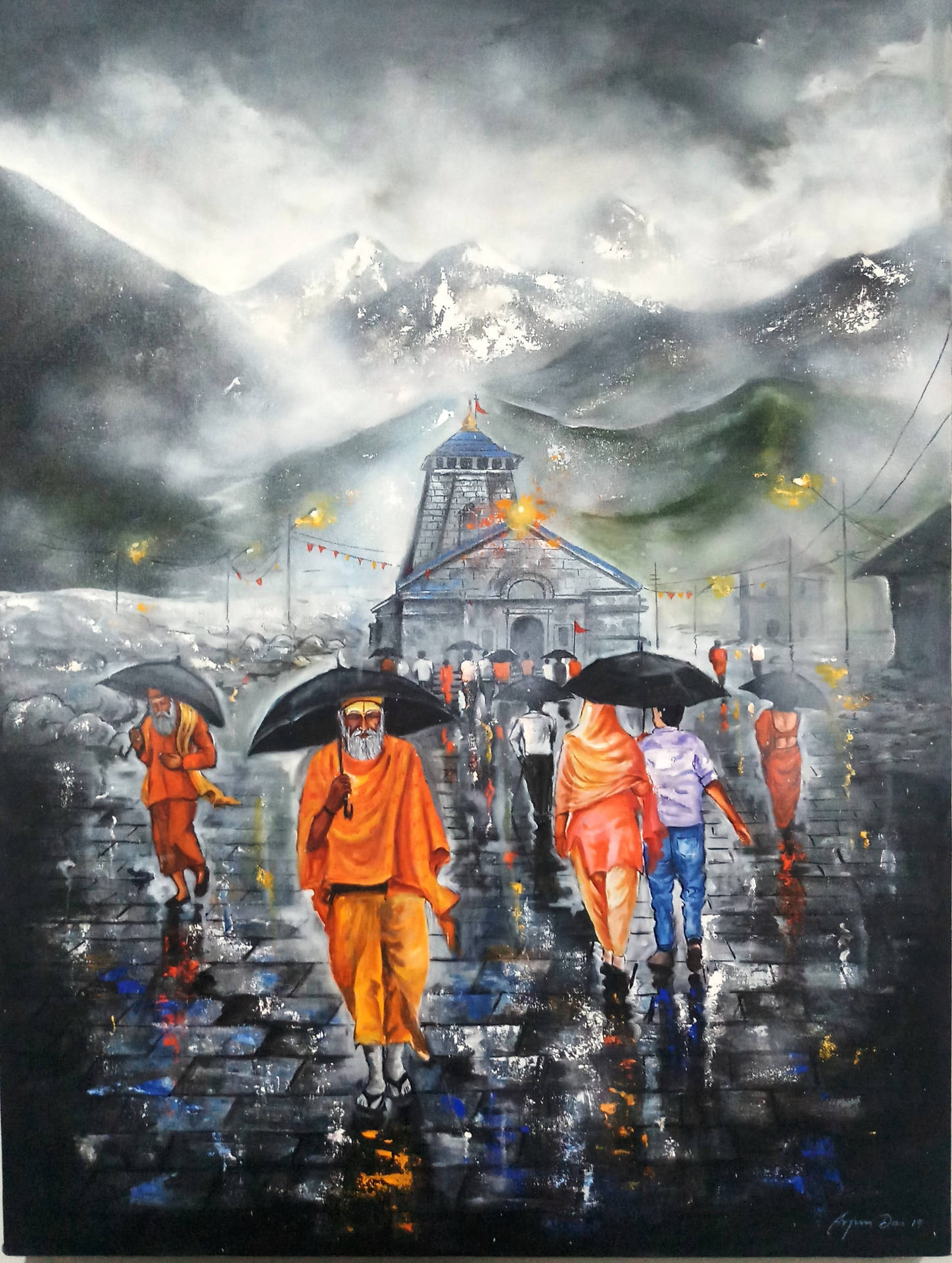Kedarnath Hindu Monks 4K Wallpaper