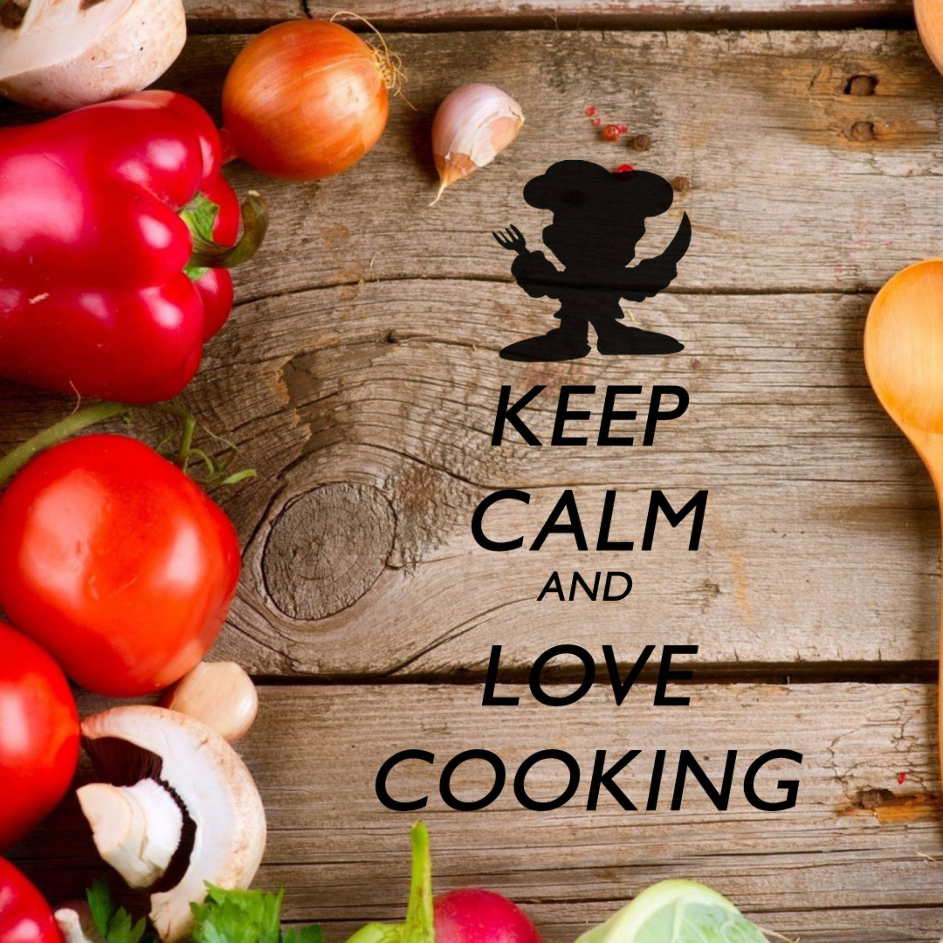 Keep calm and love cooking wallpaper.