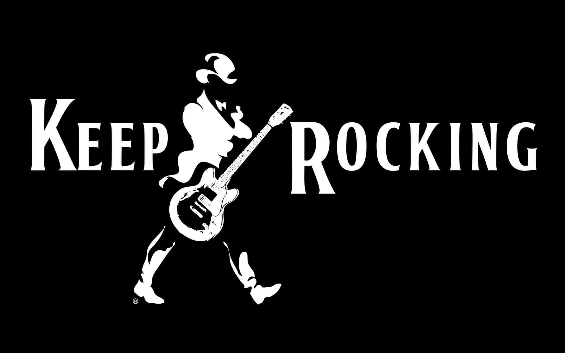 Keep Rocking Motivational Guitarist Graphic Wallpaper