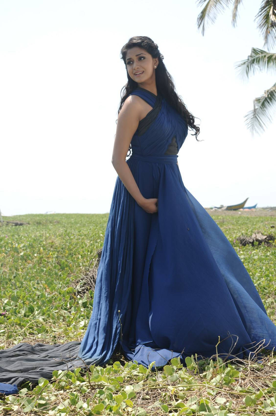 Keerthi Suresh In Blue Dress HD Wallpaper