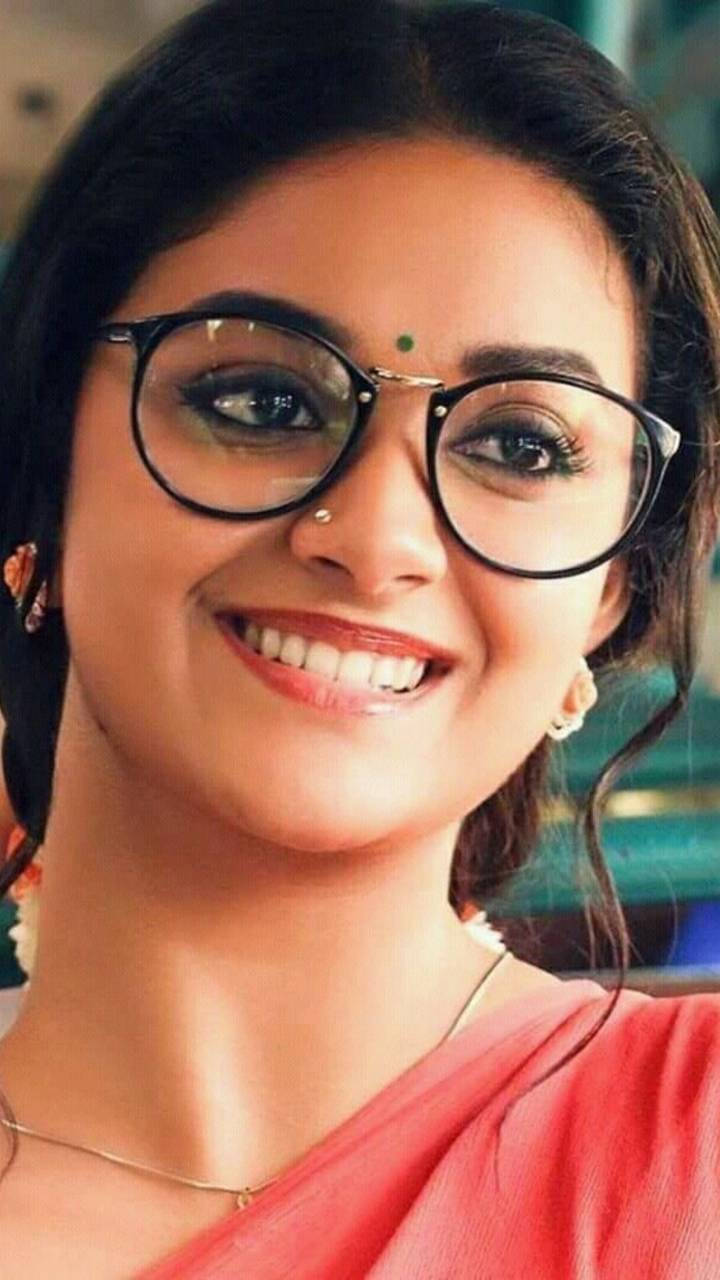Keerthi Suresh Wearing Glasses Hd Wallpaper