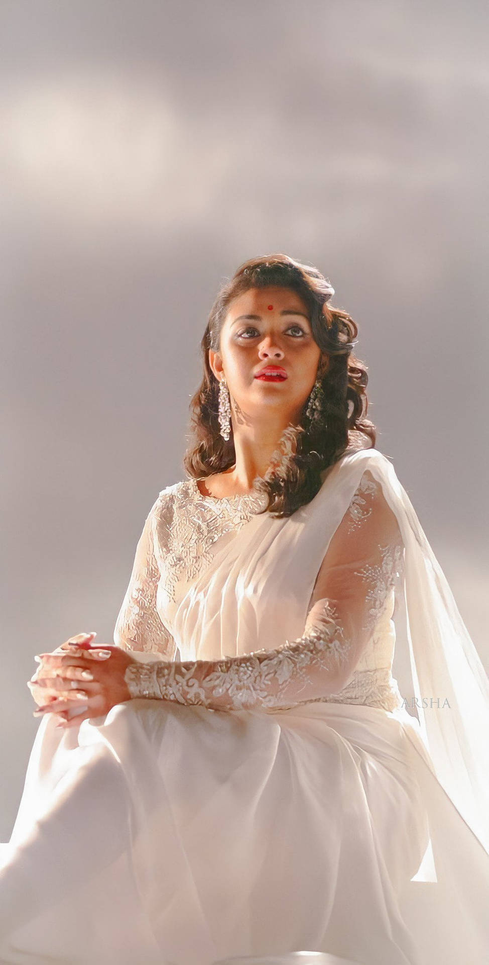 Keerthi Suresh White Chiffon Dress Wallpaper