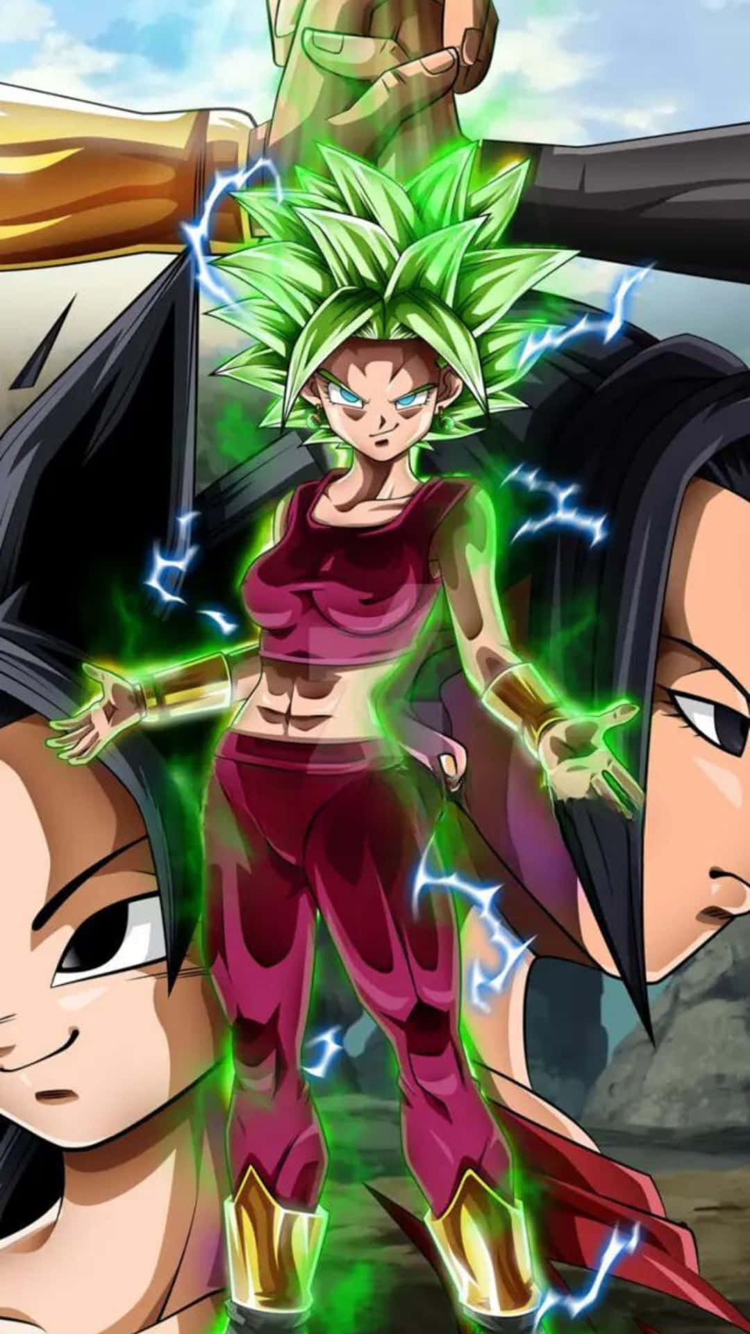 Kefla Super Saiyan Groene Energie Aura Achtergrond