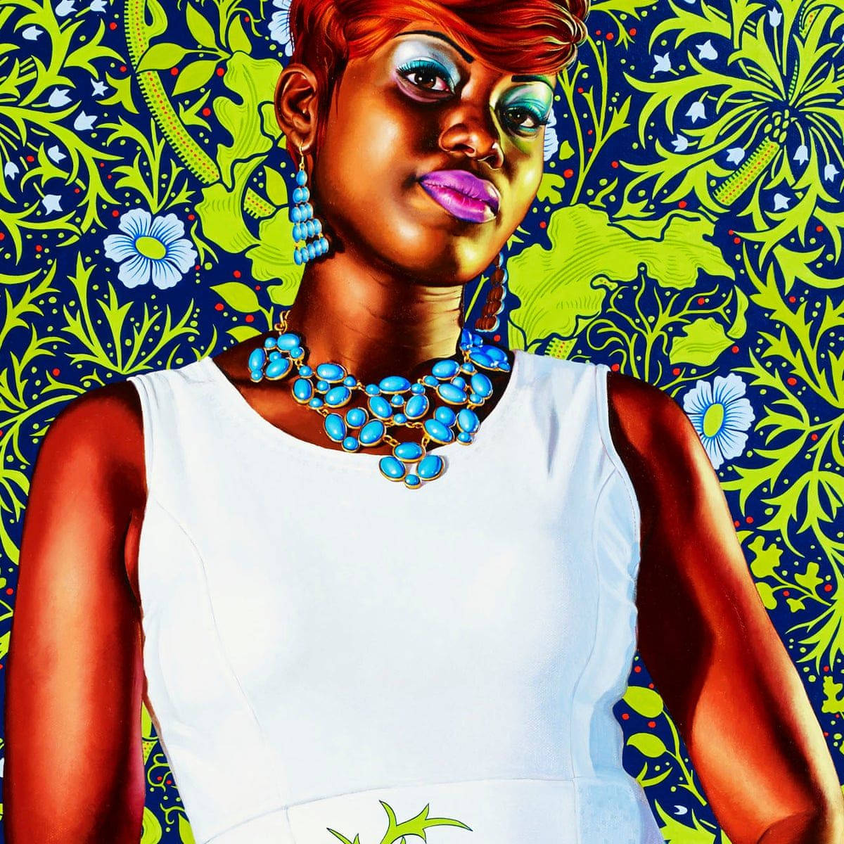 Kehindewiley Konst Svart Kvinna Wallpaper