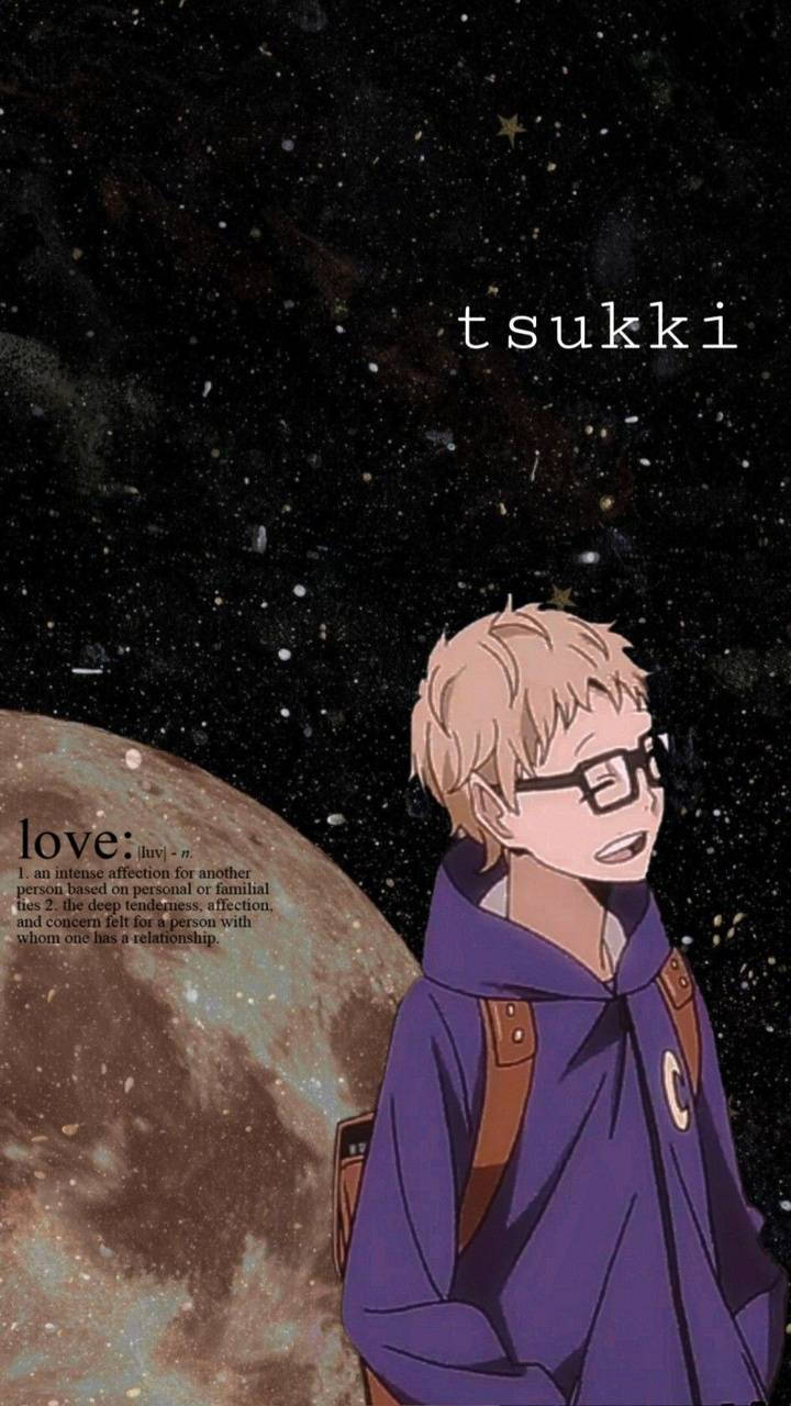 Kei Tsukishima Galaxy Måne Kærlighed Tapet Wallpaper