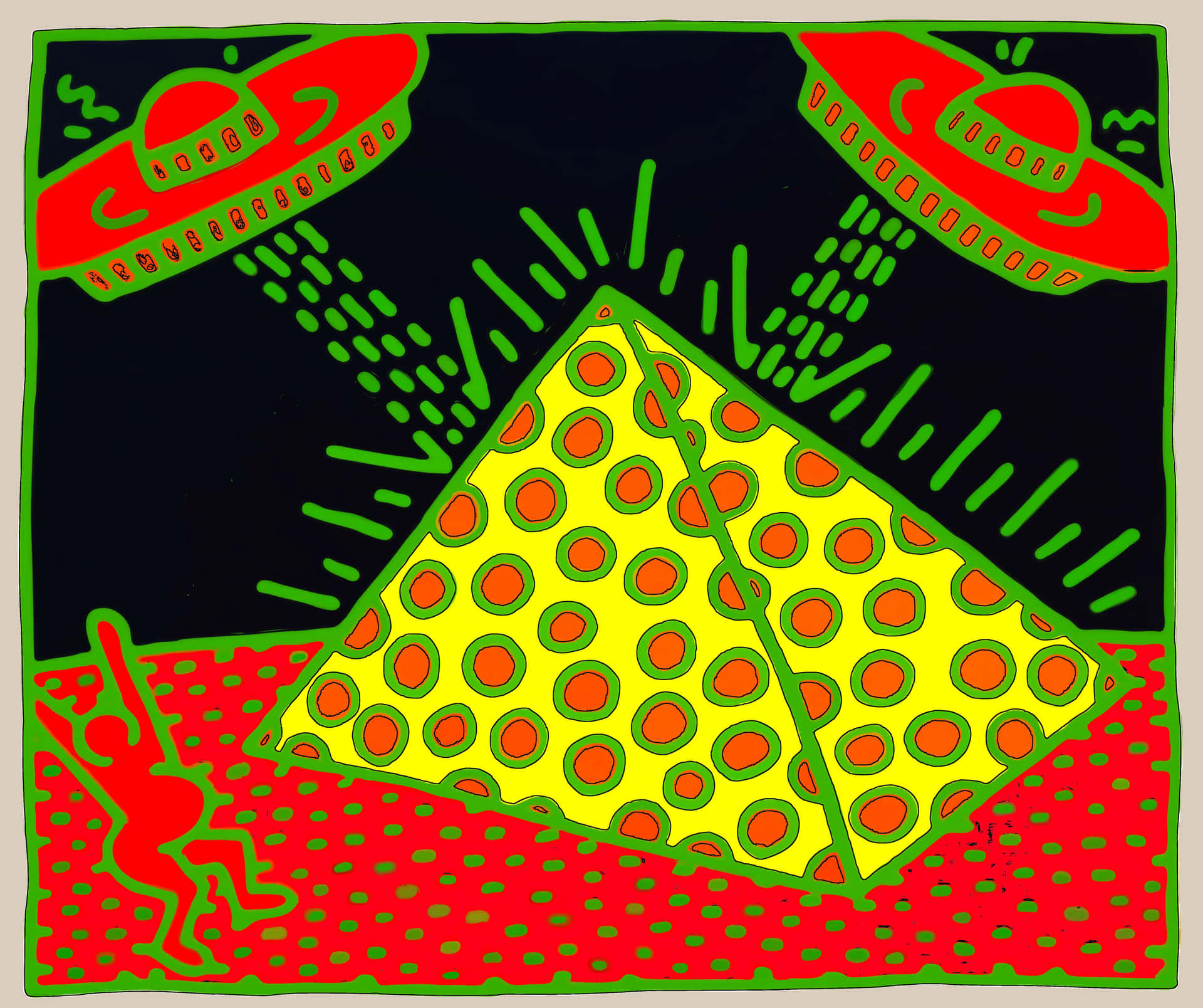 Keith Haring Alien Dance Artwork Wallpaper