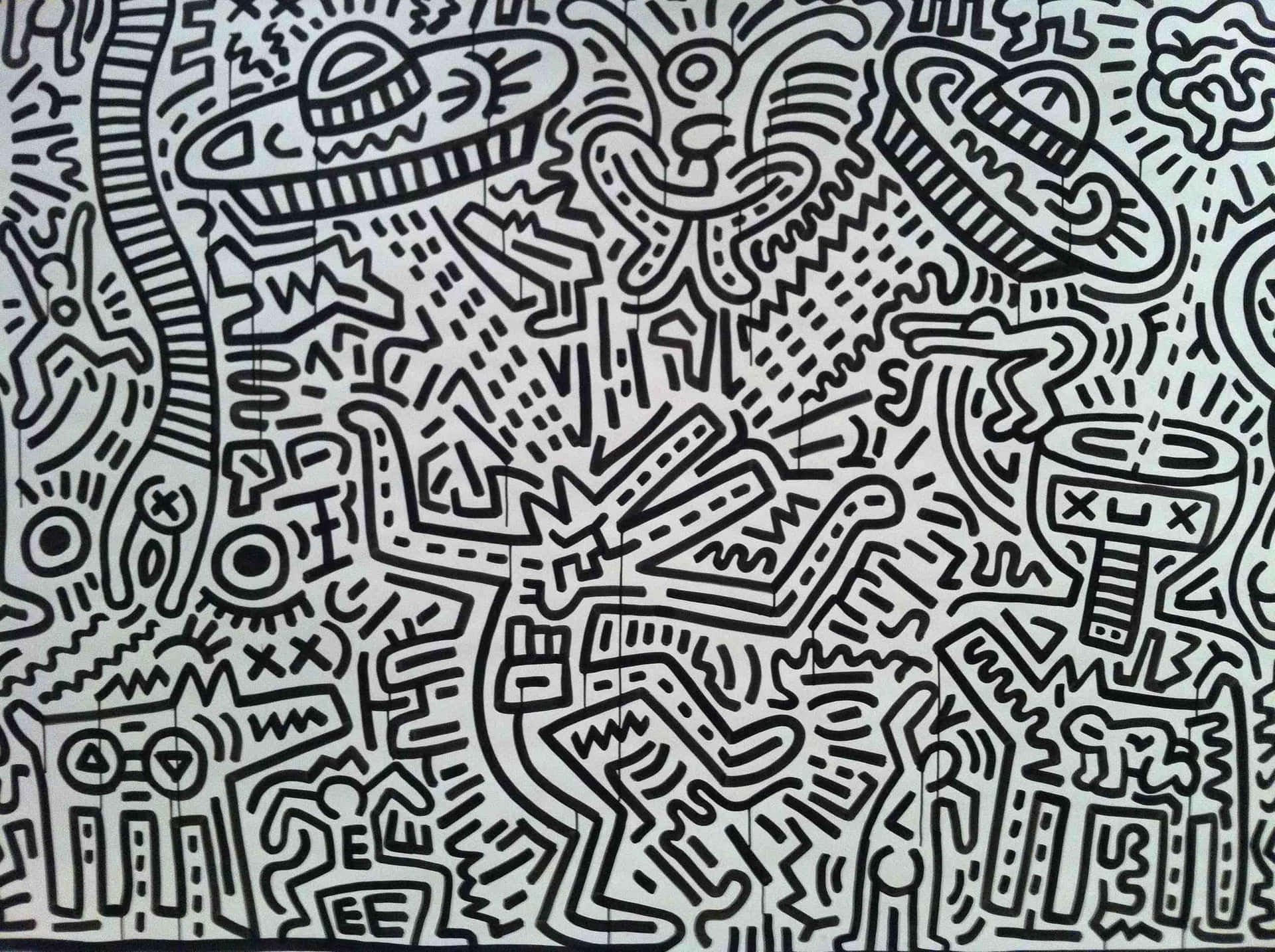 Keith Haring Inspired Abstract Art Wallpaper