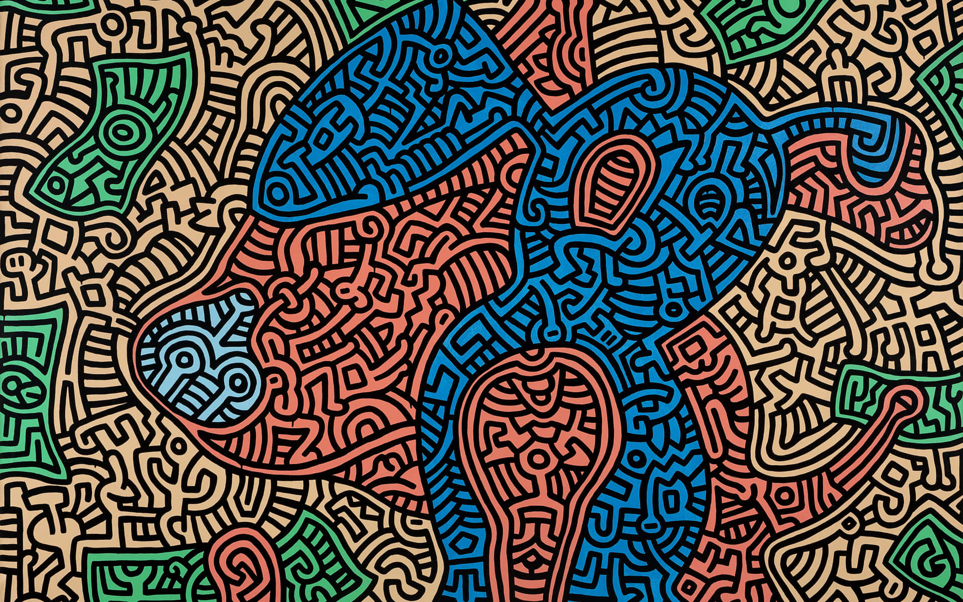 Keith Haring Inspired Abstract Art Wallpaper