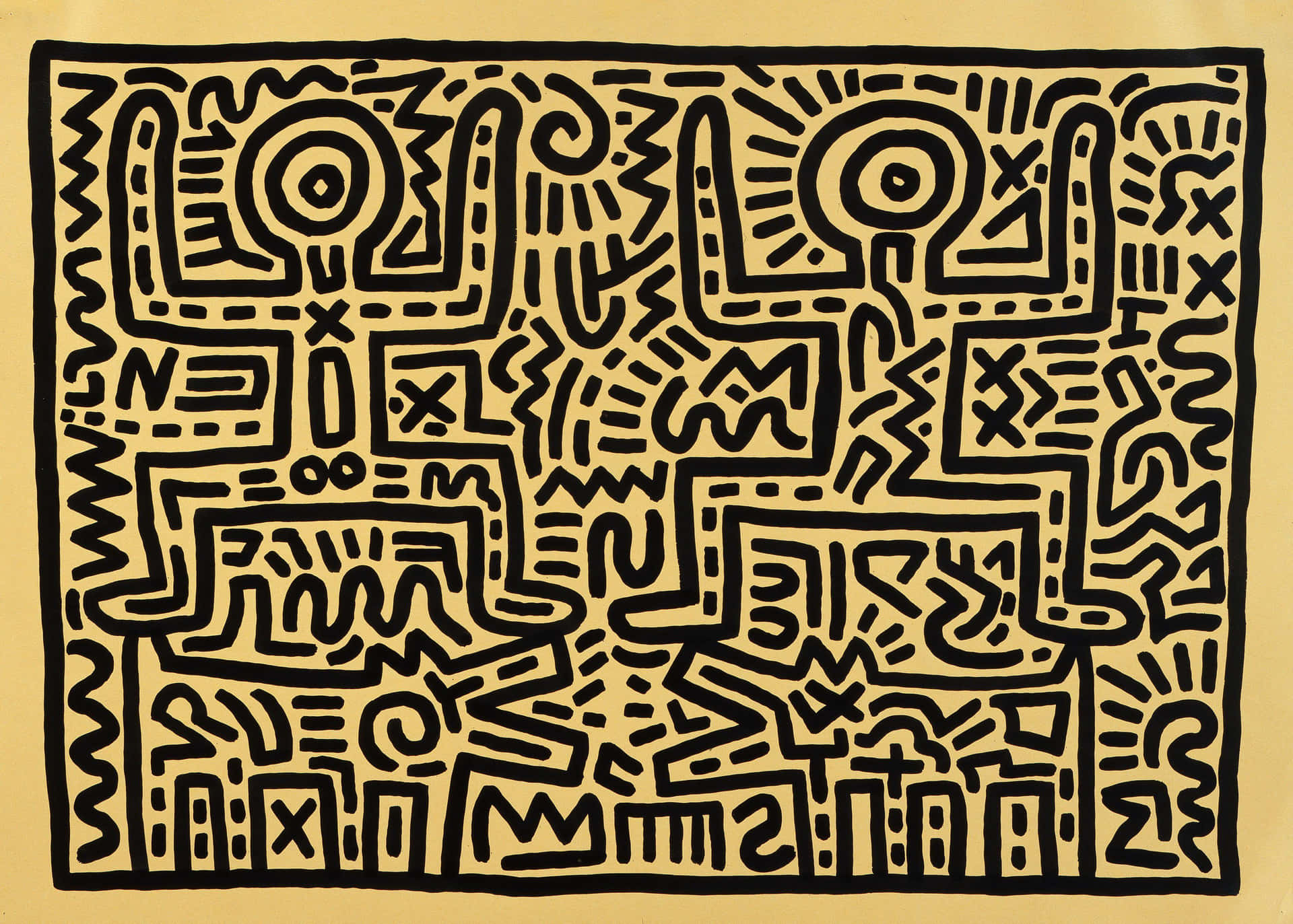 Keith Haring Inspired Abstract Artwork Wallpaper