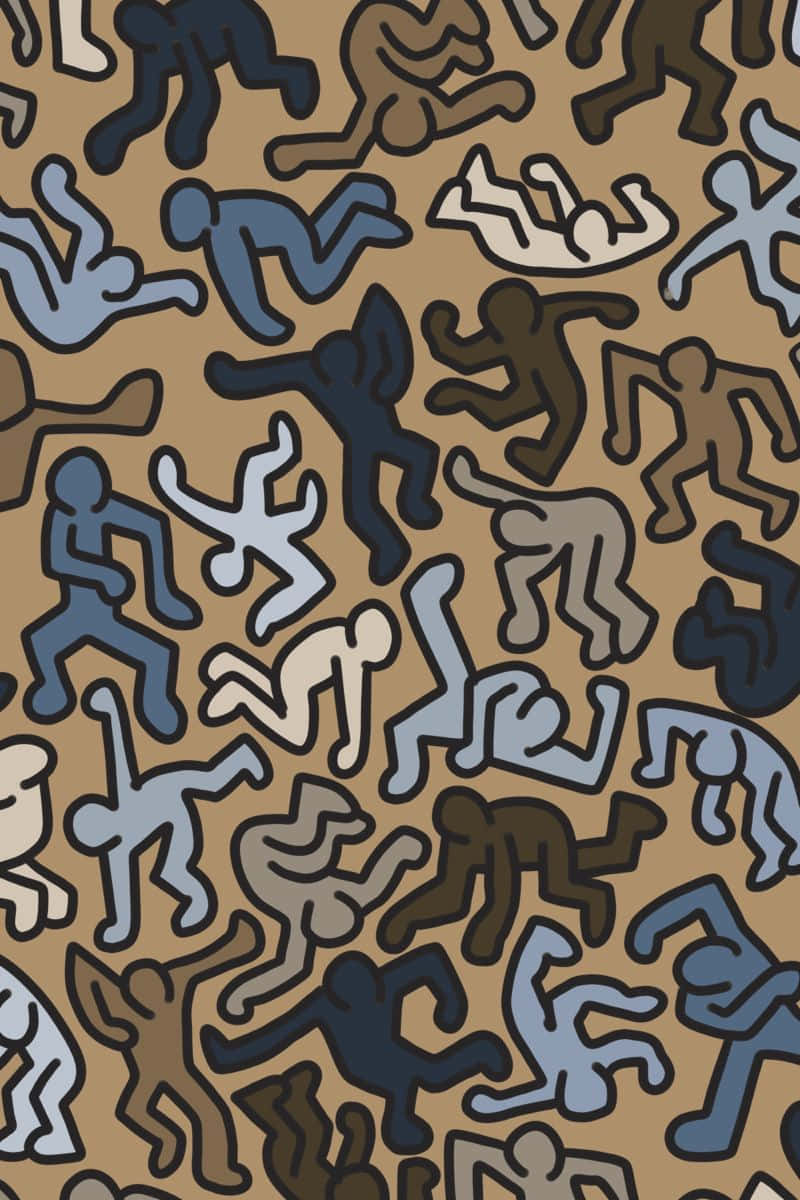 Keith Haring Inspired Pattern Wallpaper