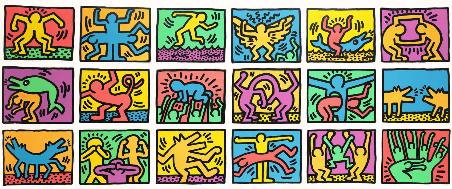 Keith Haring Inspired Pop Art Collection Wallpaper