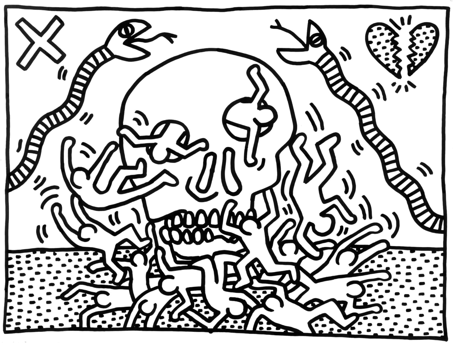 Keith Haring Intricate Doodle Art Wallpaper