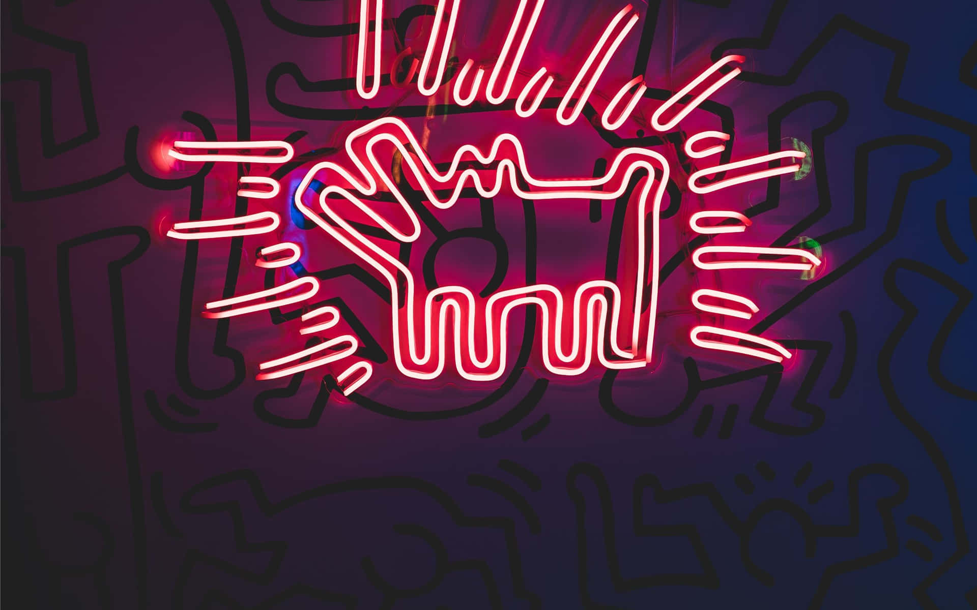 Keith Haring Neon Artwork Wallpaper