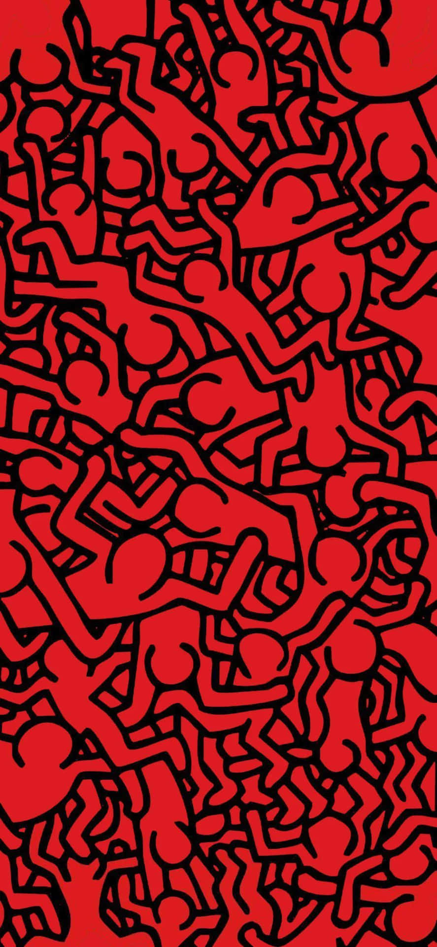Keith Haring Red Abstract Art Wallpaper