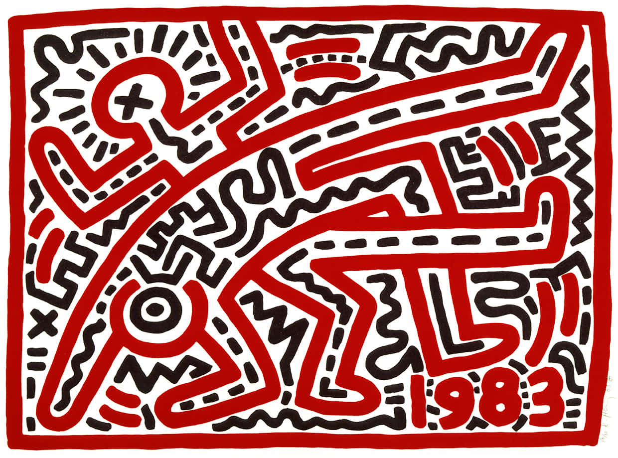 Keith Haring Redand White Artwork1983 Wallpaper