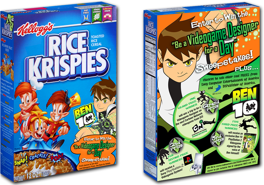 Kelloggs Rice Krispies Ben10 Sweepstakes Cereal Box PNG