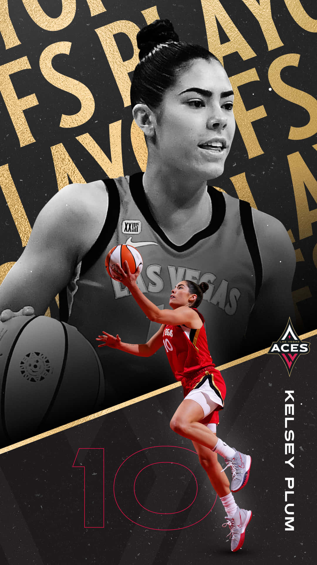 Kelsey Plum Las Vegas Aces Basketball Action Wallpaper