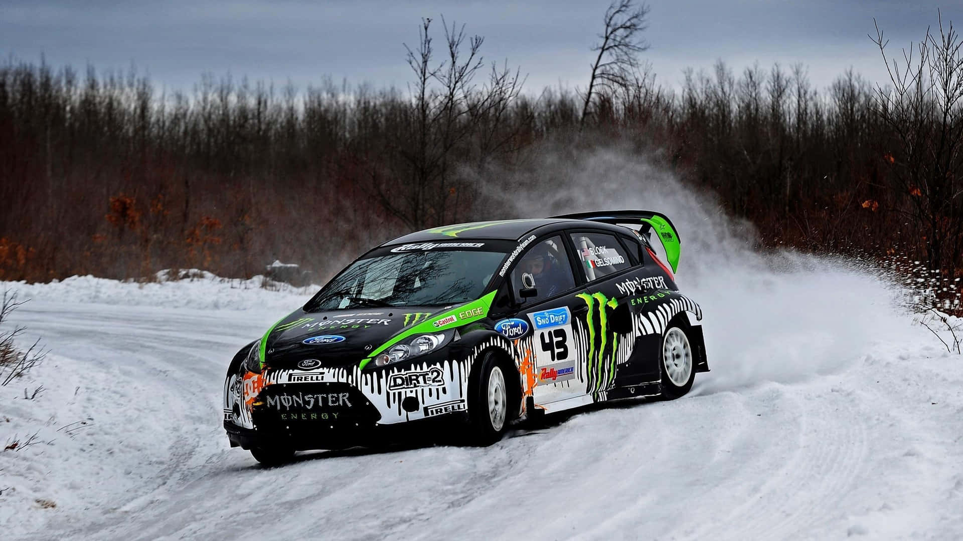 Ken_ Block_ Rally_ Car_ Snow_ Drift Wallpaper