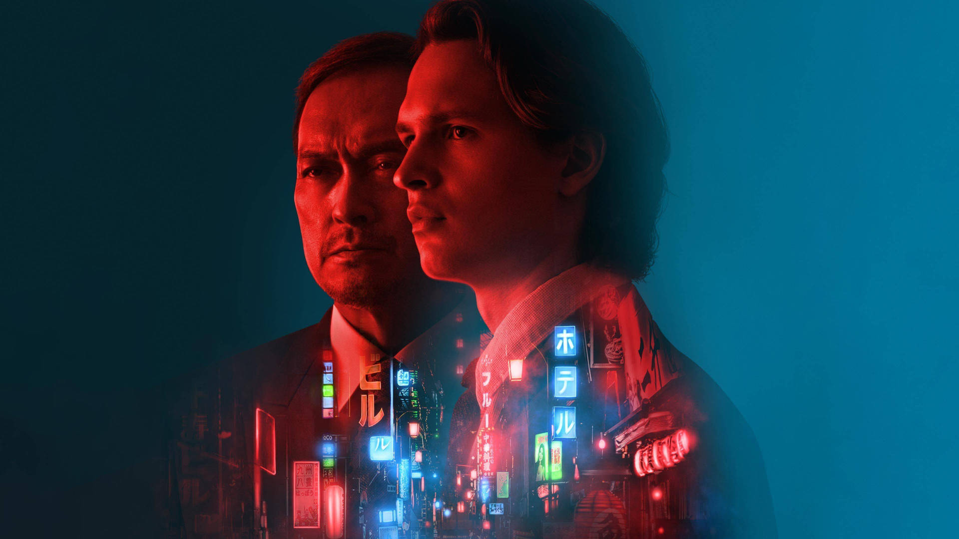 Academy Award-nominated actor Ken Watanabe with Ansel Elgort in a still from the series Tokyo Vice, 2022. Wallpaper