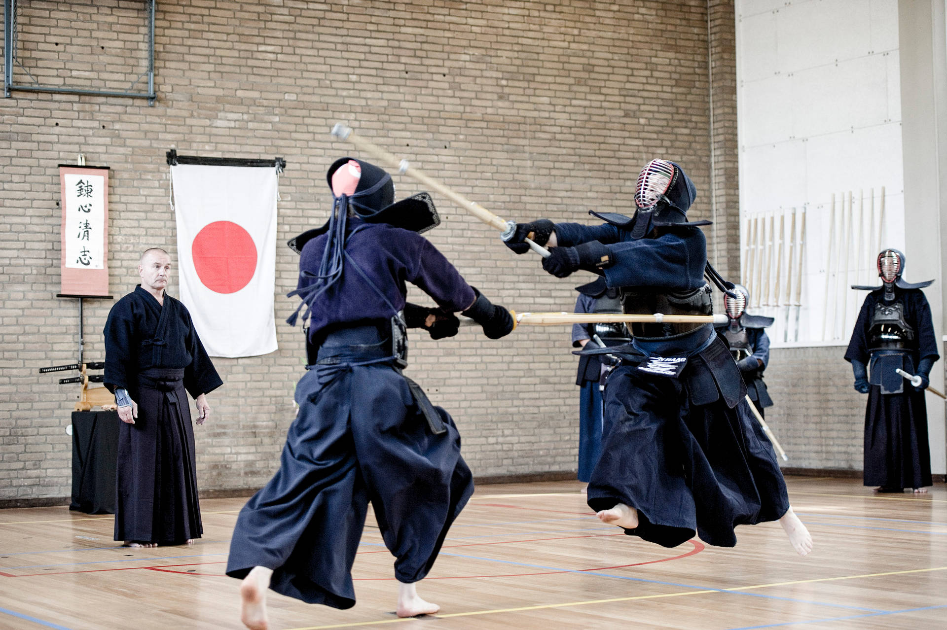 Kendo,japanische Kampfkunst, Schwarze Hakama. Wallpaper