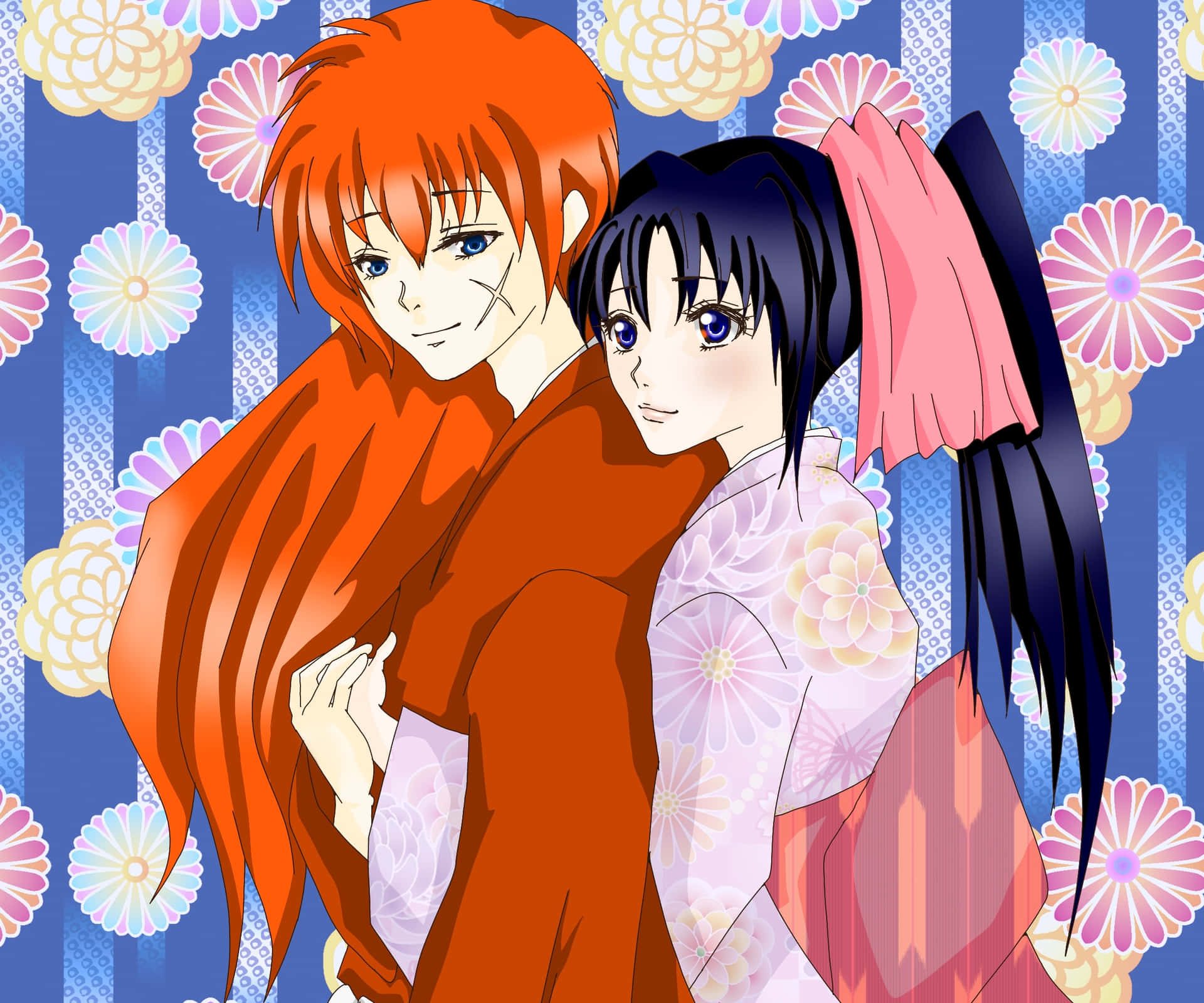 Kenshin And Kaoru In A Romantic Sunset Wallpaper