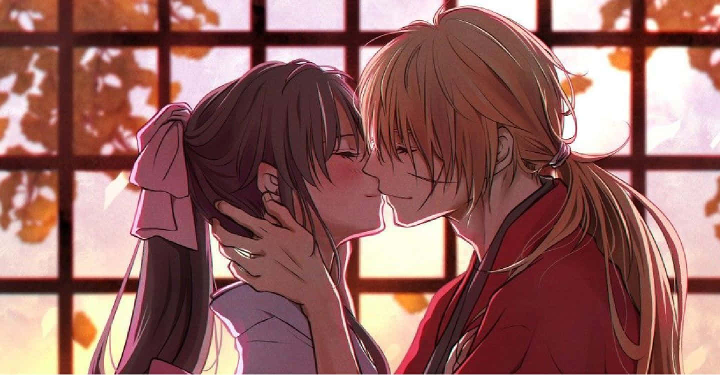 Kenshin And Kaoru In A Serene Moment Wallpaper