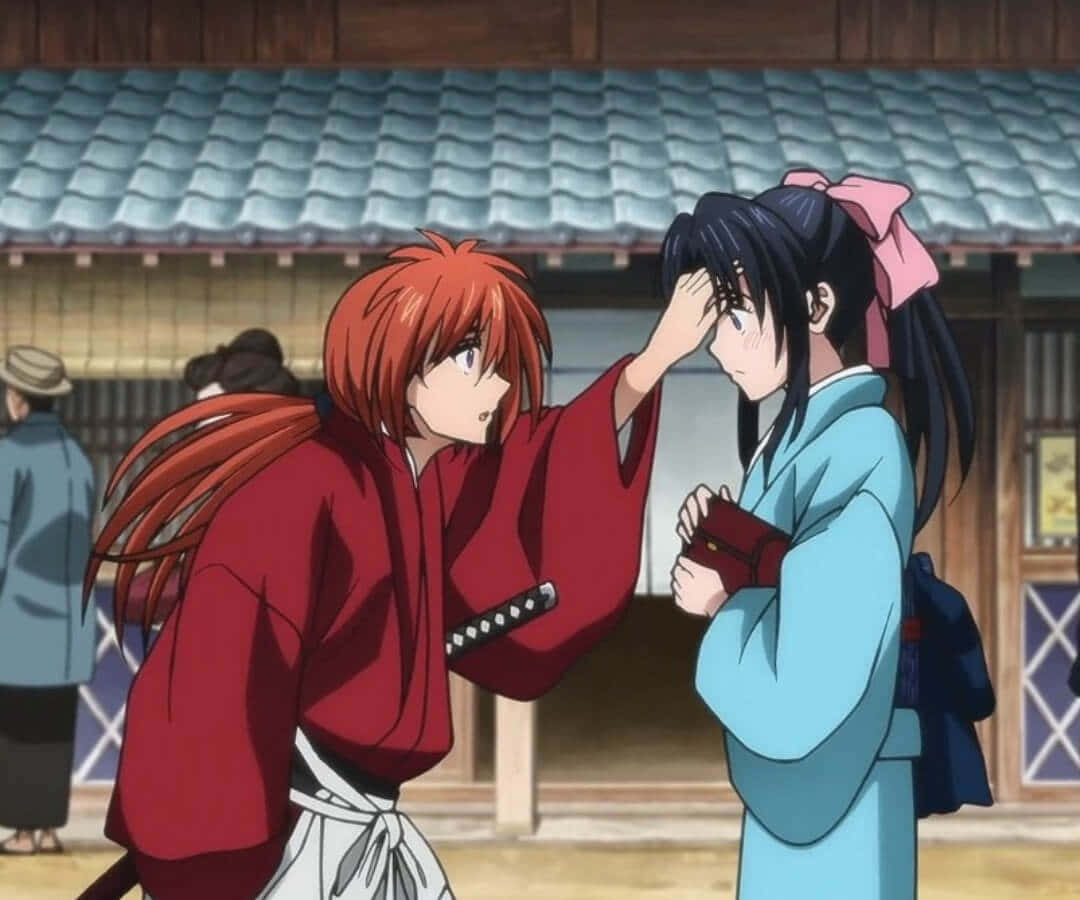 Kenshin Og Kaoru Anime Scene Bakgrunnsbildet