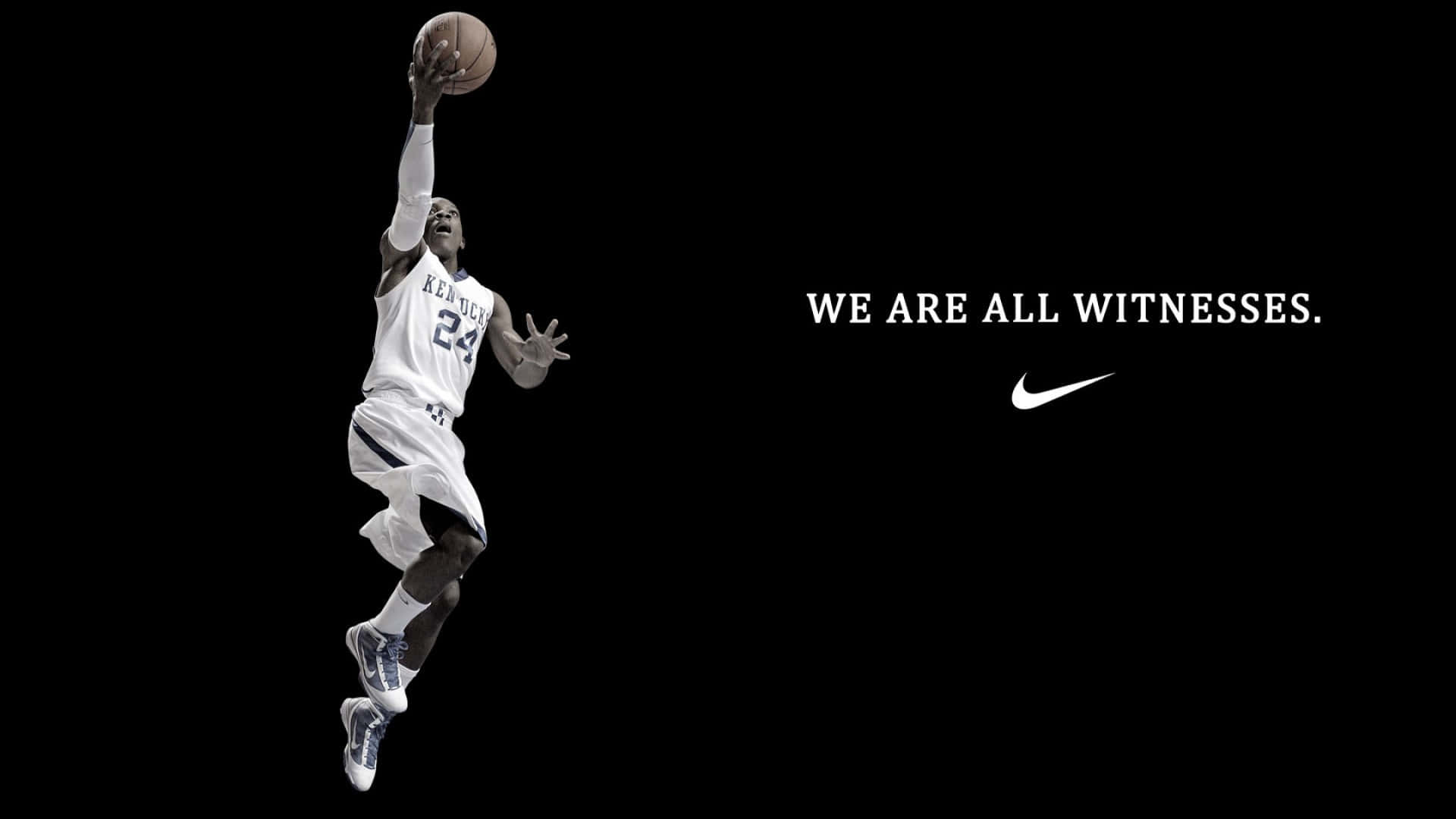 A Basketball Player Is Jumping Up And Down With The Words We Are All Witnesses Wallpaper