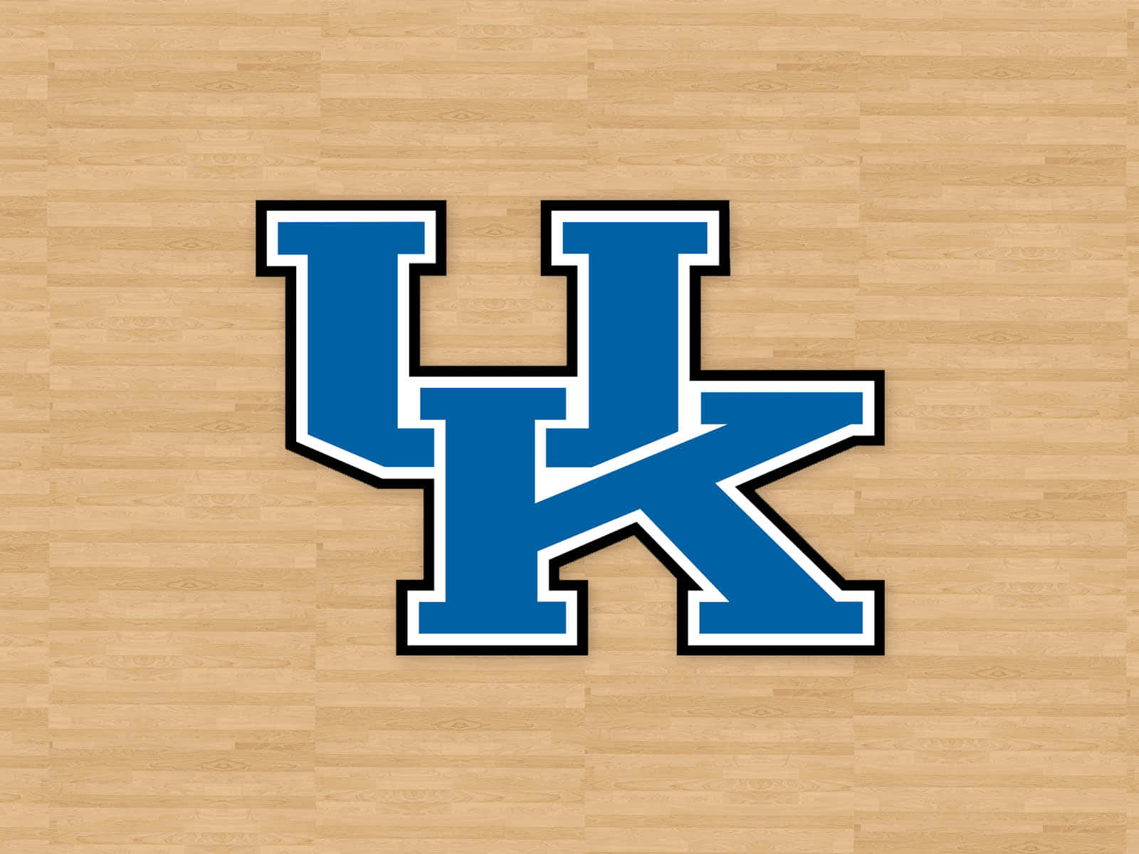 Kentuckywildcats Basketboll-logotyp På Ett Trägolv. Wallpaper