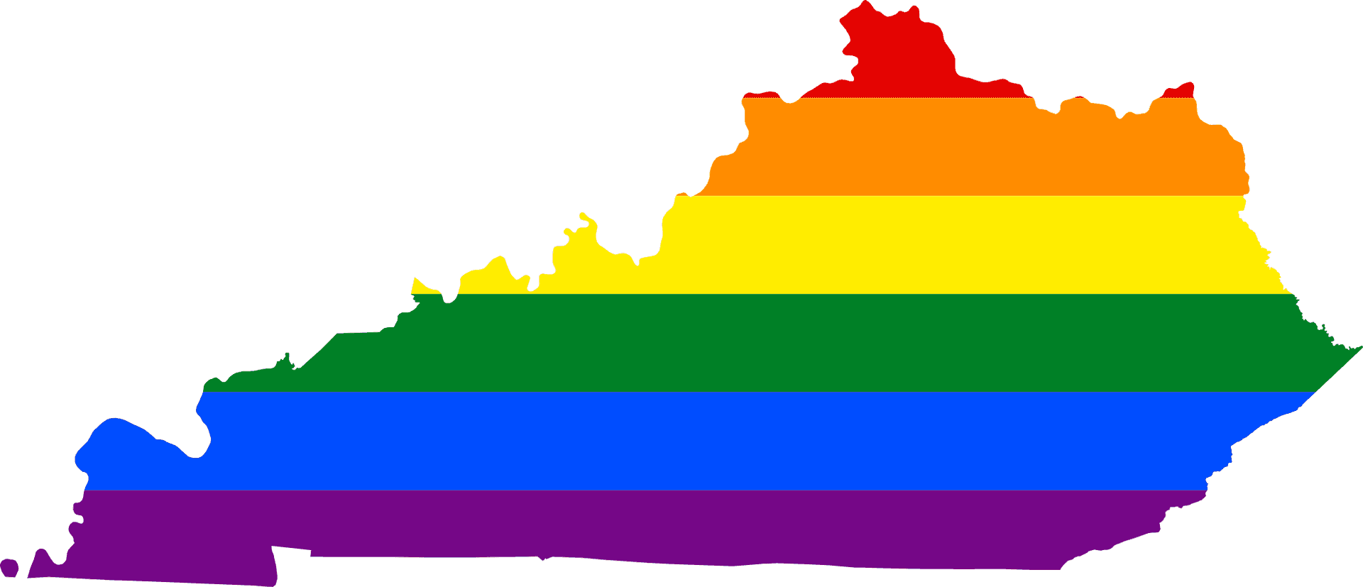 Kentucky State Outline Rainbow Flag PNG