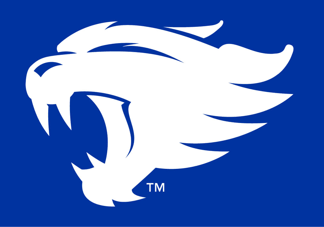 Et hvidt løve-logo på en blå baggrund Wallpaper