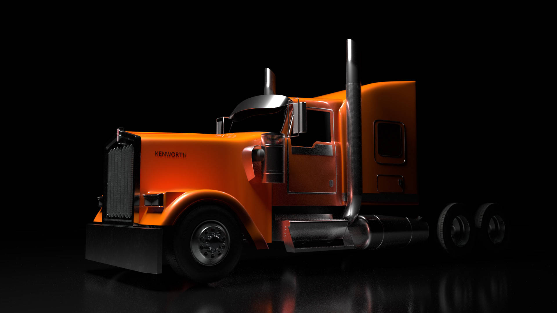 Caption: Power and Excellence - Orange Kenworth Truck Wallpaper