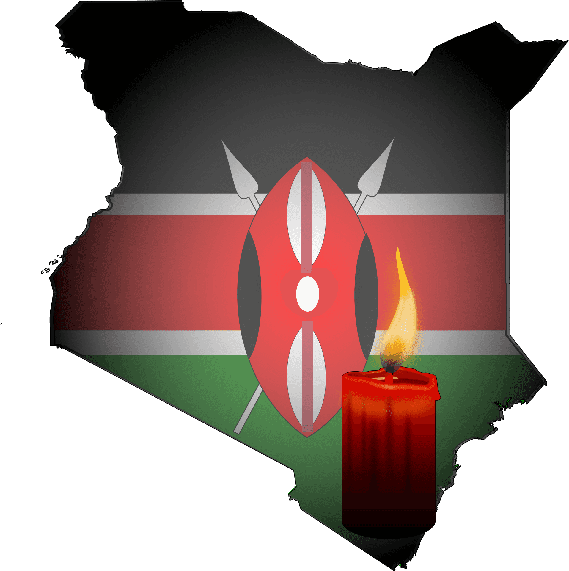 Kenya Mapwith Flagand Candle PNG