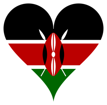 Kenyan Flag Heart Shaped Design PNG