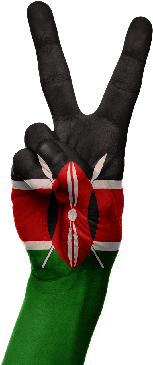 Kenyan Peace Sign Hand Painted Flag PNG
