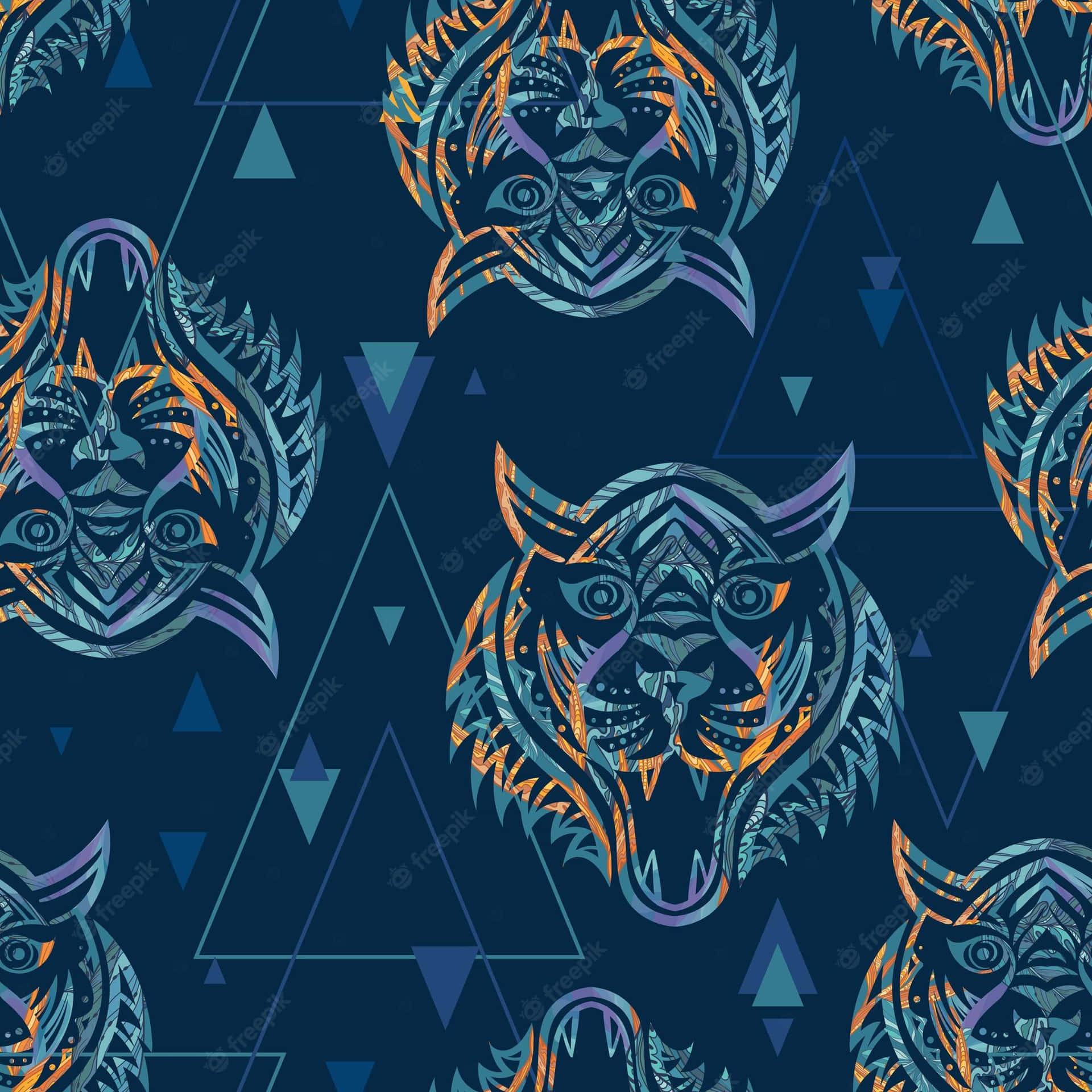 Kenzoblå Tigermönster Wallpaper