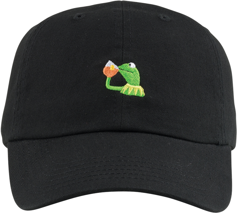 Kermit Embroidered Black Cap PNG