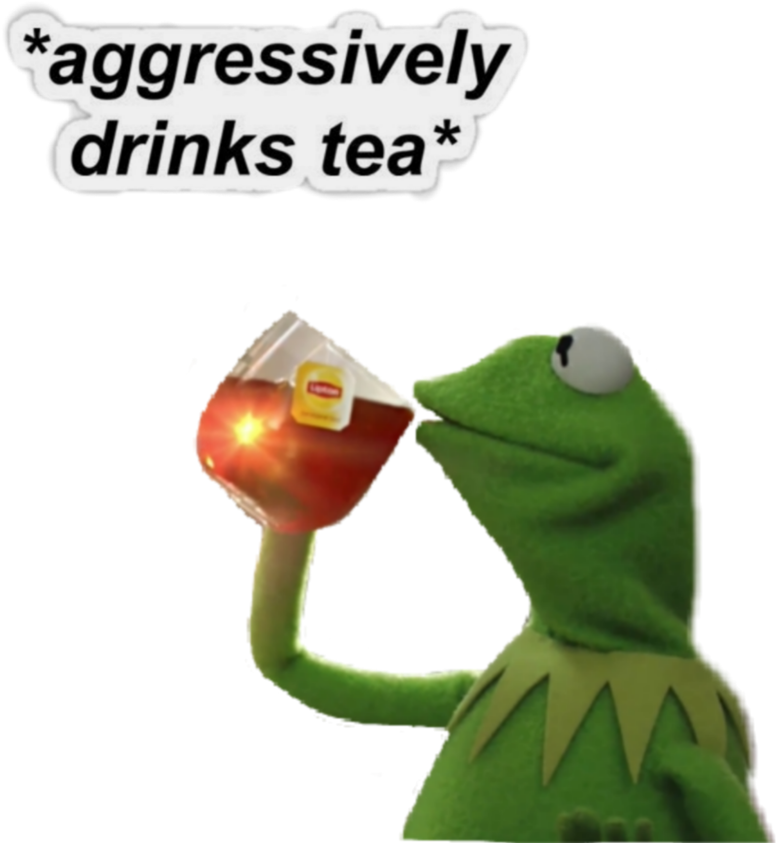 Kermit Tea Meme Aggressive Drinking PNG